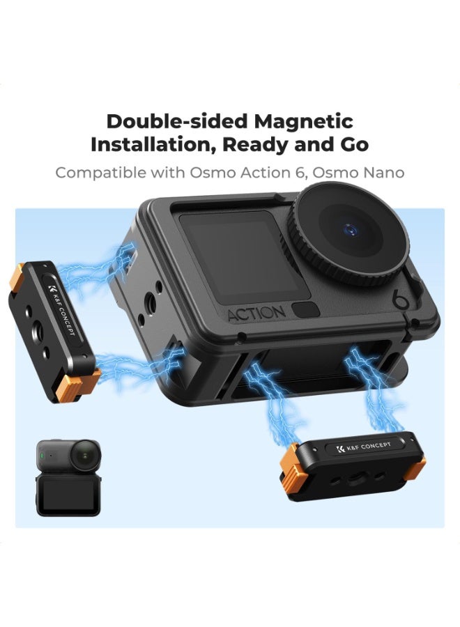 كيه آند إف كونسبت حامل مغناطيسي سريع الفك من K&F Concept متوافق مع DJI Osmo Action 6/Osmo Nano، قاعدة تمديد من سبائك الألومنيوم مع فتحة لولبية 1/4 بوصة لحامل ثلاثي القوائم، عصا السيلفي، ملحقات كاميرات الحركة - Image 3